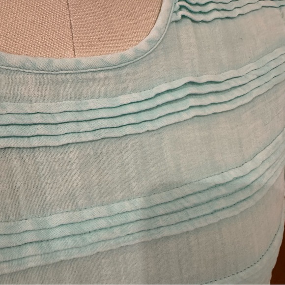 NWT Simplify Southern Babydoll Seafoam Short Sleeve Shirt Cotton Gauze Pintuck - Picture 9 of 14